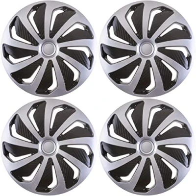 Image of Versaco Car Wheel Trims WINDSB16 Silver/Black 16 Inch 9 Spoke Boxed Set of 4 Hubcaps Includes Fittings/Instructions