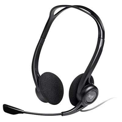 Image of Logitech 960 Wired Headset, Stereo Headphones with Noise Cancelling Microphone, USB, Lightweight, In Line Controls, PC/Mac/Laptop Black , Pack of 1