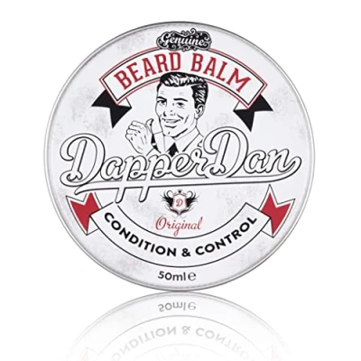 Image of Dapper Dan Nourishing Beard Balm, Blend of Essential Oils and Waxes to Shape, Style Nourish Moustaches Beard, Vanilla Raspberry Scent, 1 x 50ml