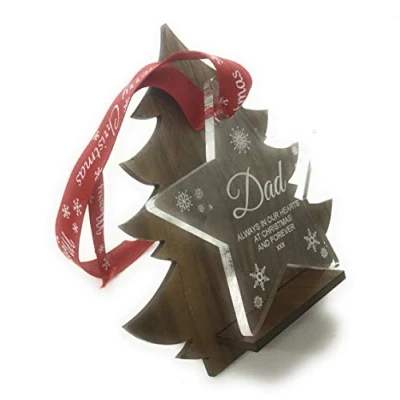 Image of Personalised Memorial Christmas Tree Star Decoration Perfect Way to Remember A Loved One This