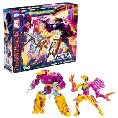 Image of Transformers F3080 Generations Legacy Wreck N Rule Collection Comic Universe Impactor and Spindle, Ages 8 Up, Multicolor, 14 cm