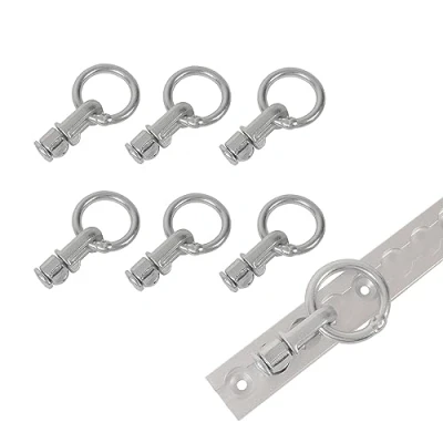 Image of Oldbones L Track Double Stud Tie Down Fitting with O Ring, Anchor Points Hook for Cargo Transport, Pertain Trucks, Trailers, Flat Cars (6 Pack)