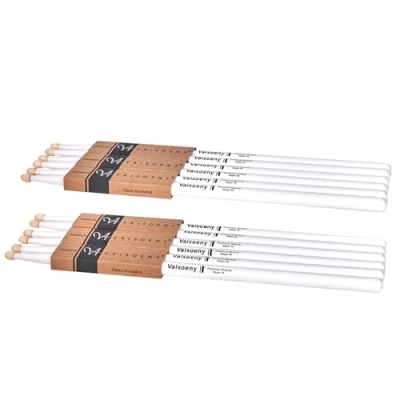 Image of Vaisoeny Drum Sticks, 5A Drumsticks Lacquered Classic Hard Maple Wood, 6 Pair for Kids and Adult, Professional Musical Instrument Percussion Accessories (White)