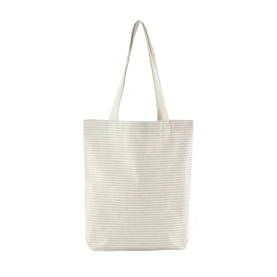 Image of Westford Mill W251 Striped Organic Cotton Tote Red Stripe