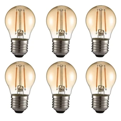 Image of TEKLED® Golf Ball Filament Vintage LED Bulbs G45 E27 Edison Screw Energy Saving 2W Light Bulb 22W Equivalent NONDIMMABLE Amber 2400K 220LM 6 Pack Warm White