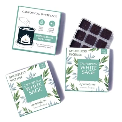 Image of California White Sage Incense Bricks by Aromafume 3x9 for Cleansing Negative Energy &amp; Protection Smokeless Smudging Spiritual Refill Pack