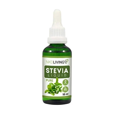 Image of NKD Living Pure Stevia Liquid Drops 50ml Stevia, Unflavoured with glass dropper (Other flavors also available: Vanilla, Caramel, Chocolate)