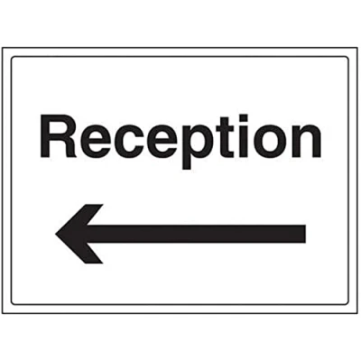 Image of V Safety Reception/Arrow Left Sign 400mm x 300mm 1mm Rigid Plastic