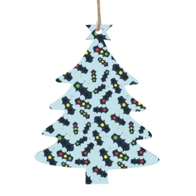 Image of Christmas Ornaments Traffic Light Printed Wooden Ornament Tree Decorations Hanging for Xmas Home Decor
