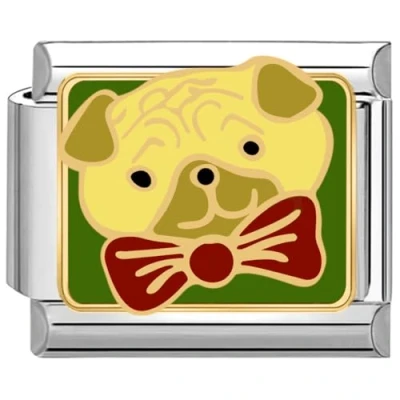 Image of Quiges 9mm Italian Style Charm Link Module Stainless Steel pug for Bracelets