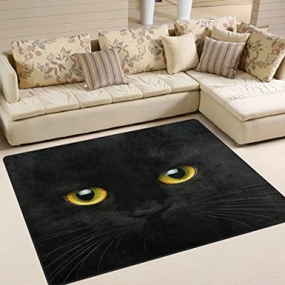 Image of Use7 Black Cat Kitten Area Rug Rugs for Living Room Bedroom 203cm x 147.3cm(7 5 feet)