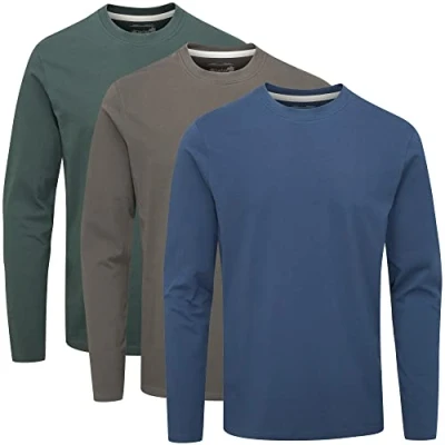 Image of Charles Wilson 3 Pack Long Sleeved Plain Crew Neck T Shirt (XXL, Dark Essentials 31 (0822))