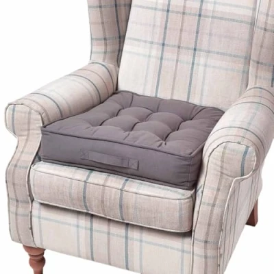 Image of HOMESCAPES Dark Grey Armchair Booster Cushion Large Firm 50 cm Square Seat Pad with Supportive 10 Thick Lift Soft Touch Cotton Charcoal For The Elderly, Post Operative and Pregnancy