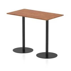Image of Italia 1400 x 800mm Poseur Rectangular Table Walnut Top 1145mm High Black Leg