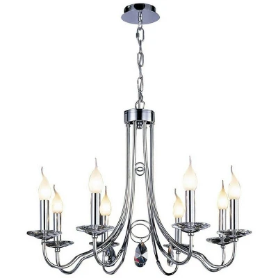 Image of Danya Pendant Round 8 Light E14 Polished Chrome/Crystal