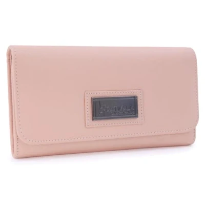 Image of Catwalk Collection Handbags Medium Leather Purse for Women Ladies Wallet with 14 Card Slots &amp; Zip Coin Pocket RFID Protection Gemma Pink