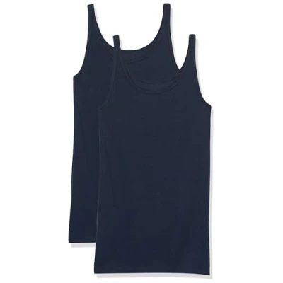 Image of Amazon Essentials Women&#039;s Slim Fit Thin Strap Tank Top, Pack of 2, Navy, XL