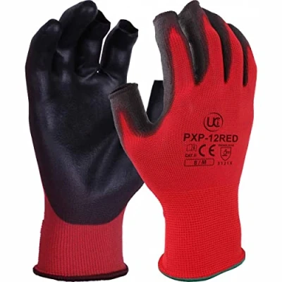 Image of UCI PCN 12 RED Colour Coded Partially Fingerless Site Safety Work Gloves (7 / Small)