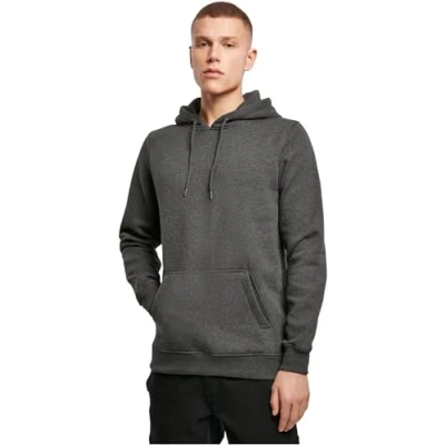 Image of Build Your Brand Men&#039;s Heavy Hoody Hooded Sweatshirt, Black (Charcoal 00091), 5XL
