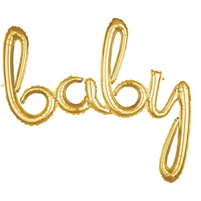 Image of Amscan 3669011 Script Phrase: &#039;Baby&#039; Gold