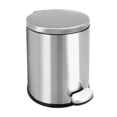 Image of ASelected 6L Round Bathroom Pedal Bin Stainless Steel for Bedroom Office