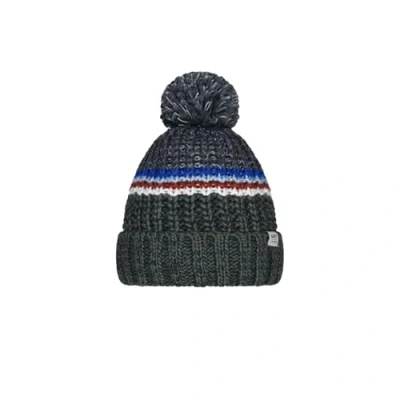 Image of Barts Kids Reggey Cuffed Fleece Lined Beanie Bobble Hat Army 8+ Yrs