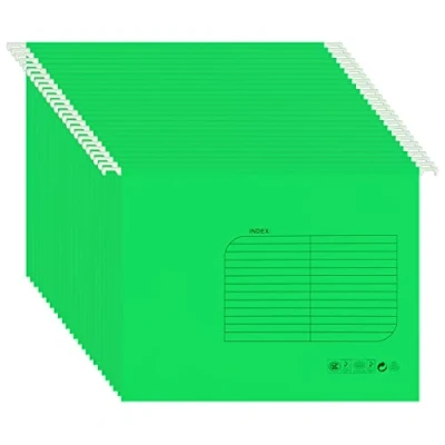 Image of Foolscap Suspension Files(25 Pack,Green),Suspension Files with Tabs and Card Inserts for Filing Cabinet,Hanging Folders Cabinet