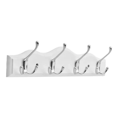 Image of diy4u 4 x White Triple Hat &amp; Coat Hooks on Wavy Sculptured Board