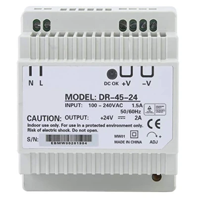 Image of Din Rail Power Supply, DR 45 24 45W Single Output 24V Supply AC/DC Switching