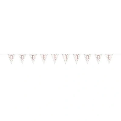 Image of Stunning Rose Gold 13th Birthday Glitz Prismatic Flag Banner (274cm) Perfect Celebration Decor for Birthday, Anniversary, &amp; More 1 Pc