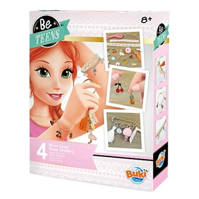 Image of Buki France Be Teens Kawaii Cute Jewellery Making Gift Set. Create 2 Bracelets, 1 Keyring &amp; Pin with Instructions Accessories. Arts Crafts Present for Kids. Suitable Boys Girls 8+