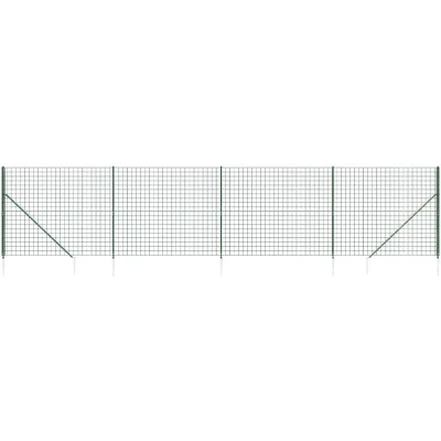 Image of vidaXL Versatile Galvanized Steel Wire Mesh Fence with Spike Anchors and PVC Coating Green, 2x10m Size, Resistant to Corrosion UV Rays Includes Assembly Kit