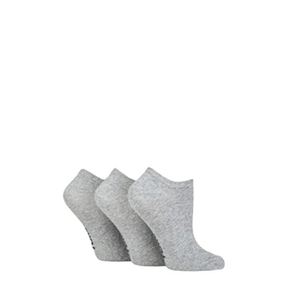 Image of Women&#039;s 3 Pair SOCKSHOP TORE 100% Recycled Plain Cotton Trainer Socks Grey 4 8 Ladies