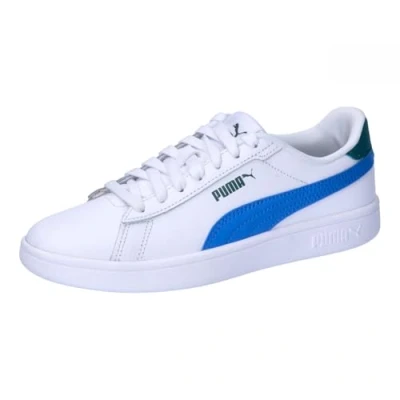Image of PUMA Smash 3.0 L JR Sneaker, White HYPERLINK Blue Cold Green, 3.5 UK