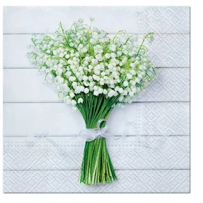 Image of Easter Napkins Paper White Bouquet Lilies Quality Decorative Serviettes 3ply 33cm x (Pack of 20)
