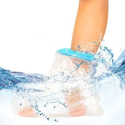 Image of Waterproof Foot Cast Cover for Shower: and Bandage Protector Bathing, Plaster Clear Dressing, Reusable Watertight Protection Dry Broken Foot, Ankle