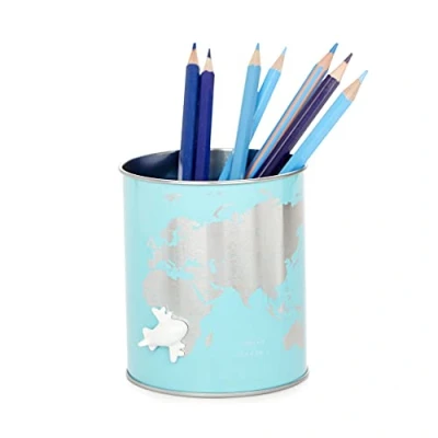 Image of Balvi Pen holder Globe Colour turquoise Original and Fun pencil Tin