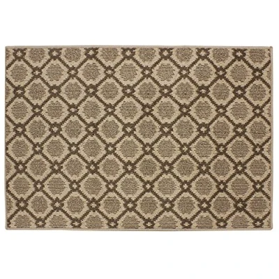 Image of JVL Florance Machine Washable Medium Entrance Runner Mat, Polypropylene/Latex, Brown, 120 x 80 1.2 cm