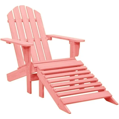 Image of vidaXL Garden Adirondack Chair with Ottoman Solid Fir Wood Pink