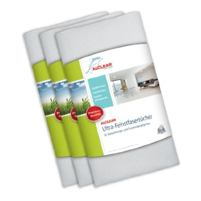 Image of ALCLEAR Set of 3 Premium Ultra Microfibre Cloths for Steam Cleaners by Kärcher and Vapor Star, 50 x 40 cm, White, Floor Home, Tiles, Laminates Upholstery