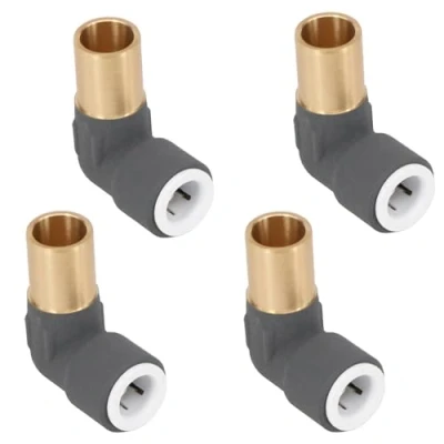 Image of SPARES2GO 15mm x 10mm Push Fit Radiator Valve Anthracite Reducing Elbow Stem Compression (Pack of 4)