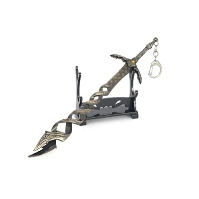 Image of Hanaiette 1pc Elden Ring Game peripheral weapons Model Keychain with Display Stand for Anime fans (STYLE 2)