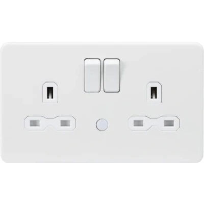 Image of KnightsBridge 13A 2G DP Switched Socket with Night Light Function Matt White