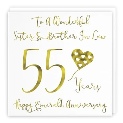 Image of Hunts England Sister And Brother In Law 55th Anniversary Card To A Wonderful &amp; 55 Years Happy Emerald Milano Collection