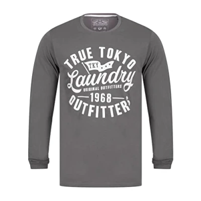 Image of Tokyo Laundry Men&#039;s Revo Vintage Retro Graphic Cotton Jersey Long Sleeve Top