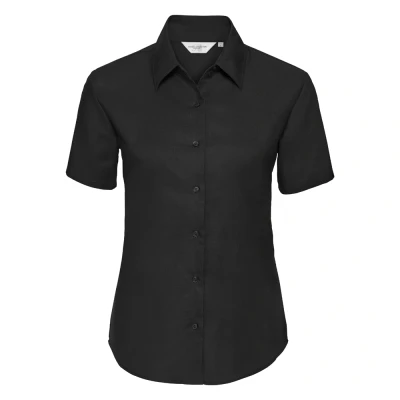 Image of Russell Athletic Collection Womens/Ladies Oxford Short Sleeved Shirt (Black) Size X Large