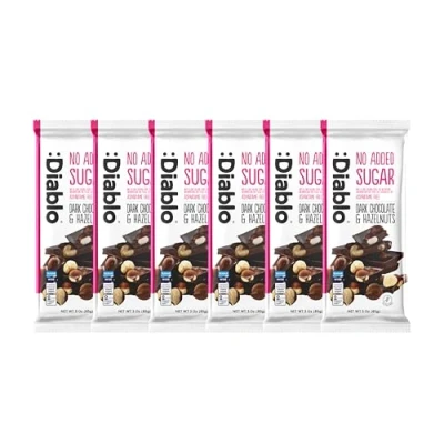 Image of Diablo Dark Chocolate with Hazelnuts Sweetened Maltitol Sugar Free Perfect for Gifting 85g (Pack of 6)