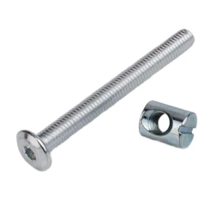 Image of Furniture Cot Bed Bolt Allen Head with Barrel Nuts (5, Zinc Plated, 60mm)