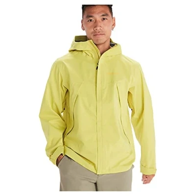 Image of Marmot Men&#039;s PreCip Eco Pro Jacket, Waterproof Lightweight Hooded Rain Windproof Raincoat, Breathable Windbreaker, Ideal for Running and Hiking, Limelight, M