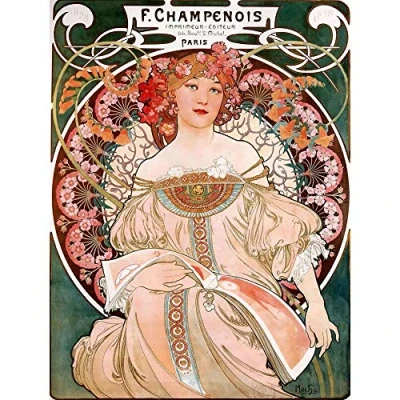 Image of Wee Blue Coo Alphonse Mucha Champenois Old Master Painting Art Print Poster Wall Decor 12X16 Inch